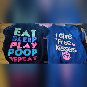 Colorful Slogan Dog T-Shirts - Black and Blue